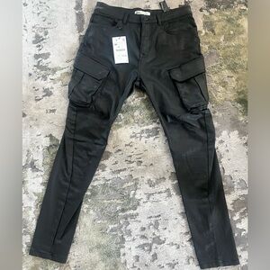 Brand New Black Zara Oil Cargo Pants